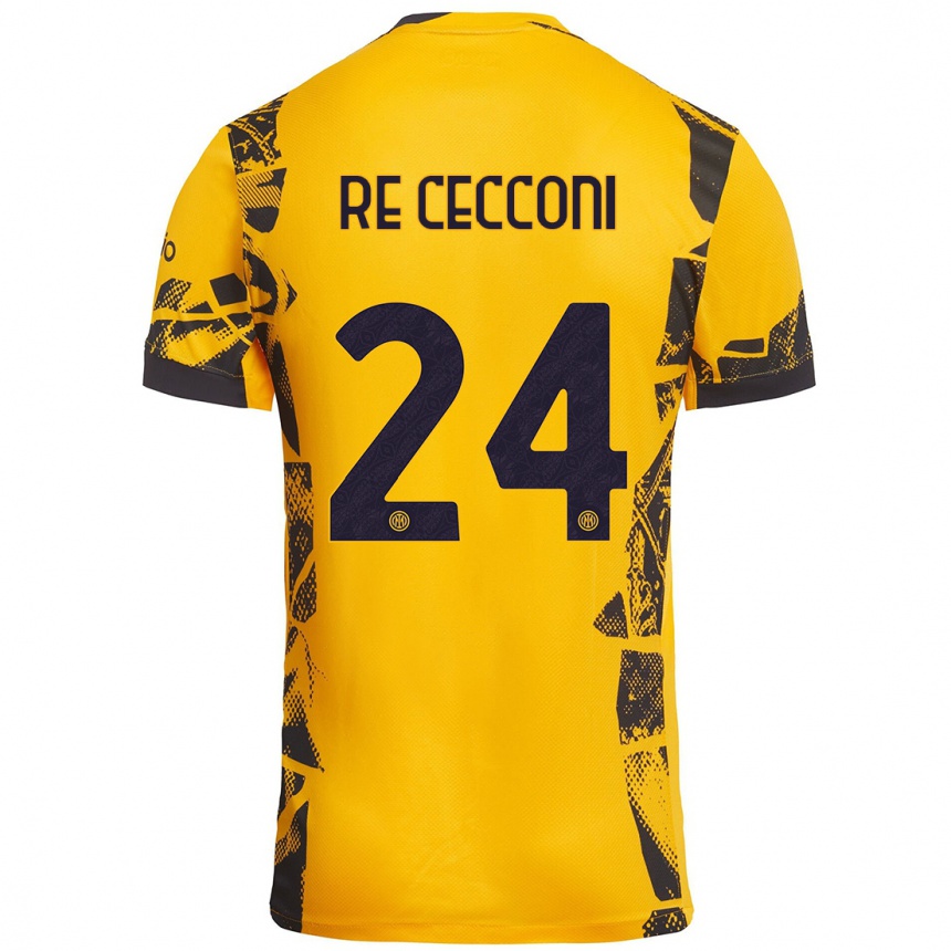 Niño Fútbol Camiseta Gabriele Re Cecconi #24 Dorado Negro Equipación Tercera 2024/25