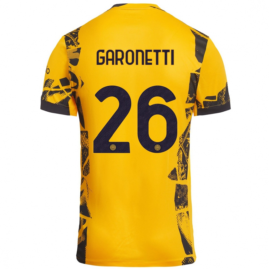 Niño Fútbol Camiseta Gabriele Garonetti #26 Dorado Negro Equipación Tercera 2024/25