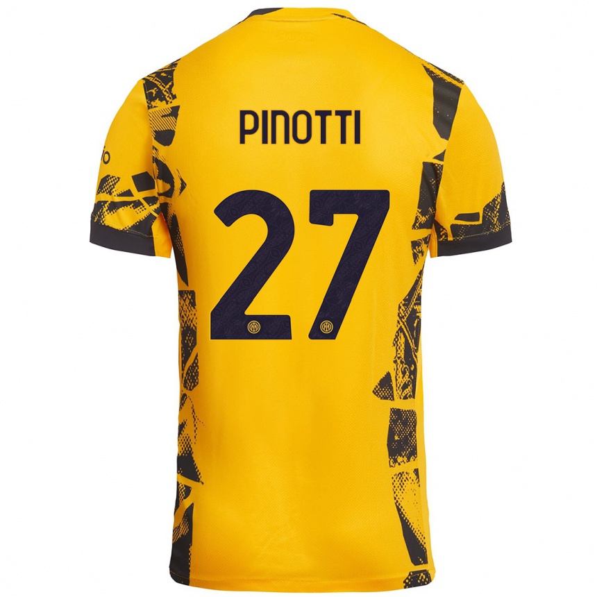 Niño Fútbol Camiseta Manuel Pinotti #27 Dorado Negro Equipación Tercera 2024/25