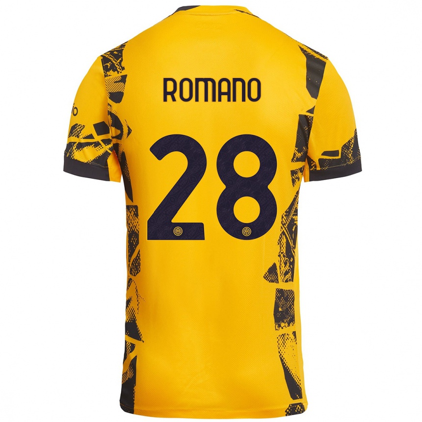 Niño Fútbol Camiseta Thiago Romano #28 Dorado Negro Equipación Tercera 2024/25