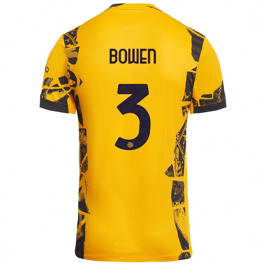 Niño Fútbol Camiseta Katie Bowen #3 Dorado Negro Equipación Tercera 2024/25