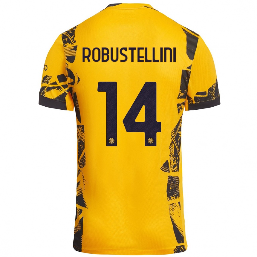 Niño Fútbol Camiseta Chiara Robustellini #14 Dorado Negro Equipación Tercera 2024/25