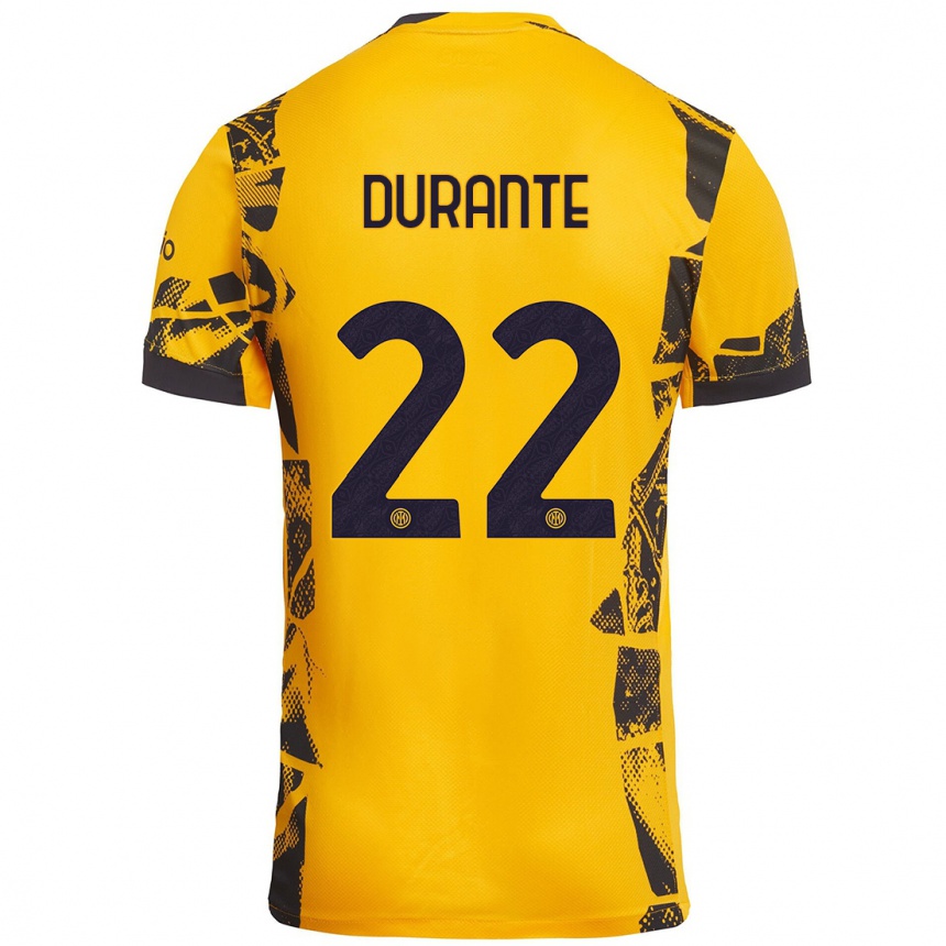 Niño Fútbol Camiseta Francesca Durante #22 Dorado Negro Equipación Tercera 2024/25