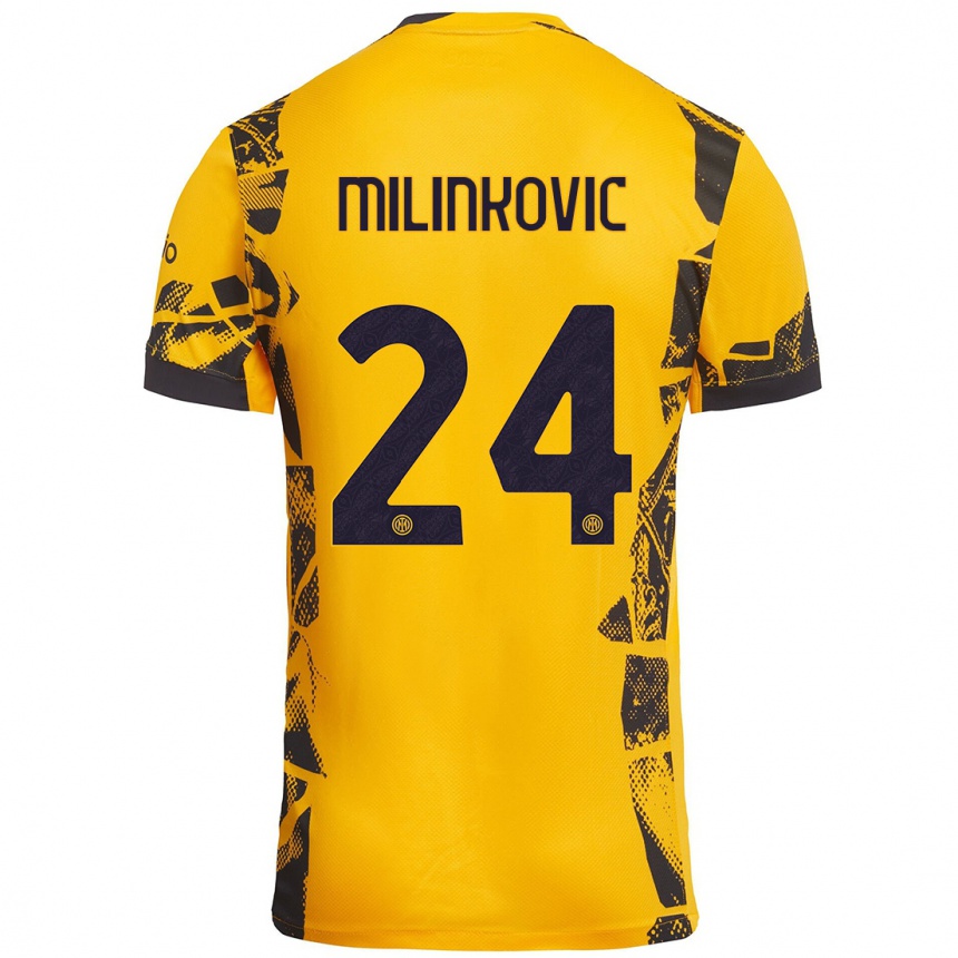 Niño Fútbol Camiseta Marija Milinković #24 Dorado Negro Equipación Tercera 2024/25