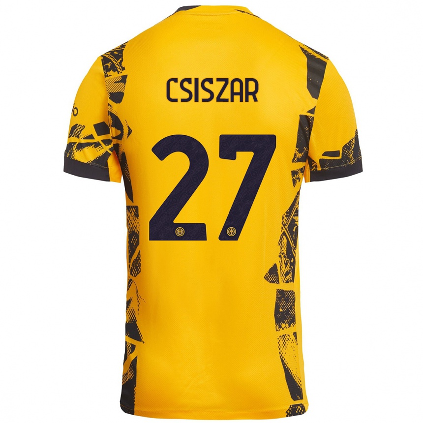 Niño Fútbol Camiseta Henrietta Csiszár #27 Dorado Negro Equipación Tercera 2024/25