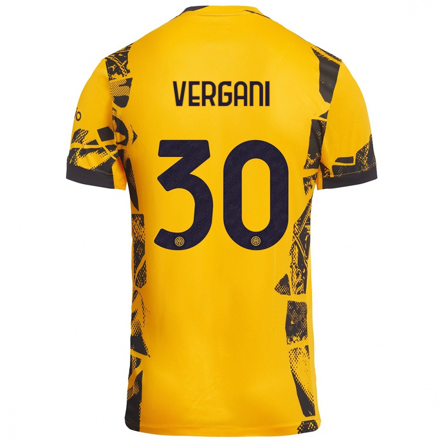 Niño Fútbol Camiseta Bianca Vergani #30 Dorado Negro Equipación Tercera 2024/25