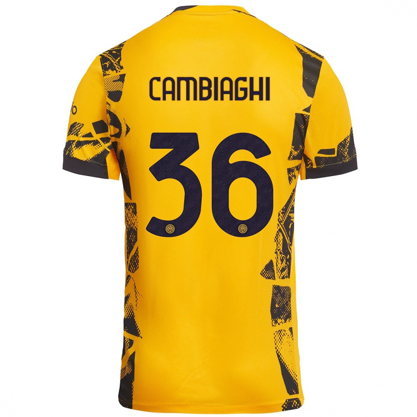 Niño Fútbol Camiseta Michela Cambiaghi #36 Dorado Negro Equipación Tercera 2024/25