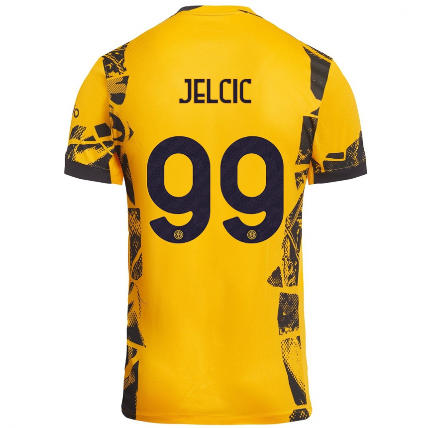 Niño Fútbol Camiseta Maja Jelčić #99 Dorado Negro Equipación Tercera 2024/25