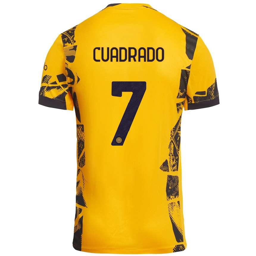 Niño Fútbol Camiseta Juan Cuadrado #7 Dorado Negro Equipación Tercera 2024/25