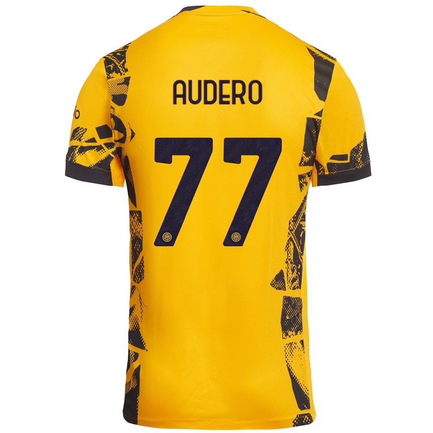 Niño Fútbol Camiseta Emil Audero #77 Dorado Negro Equipación Tercera 2024/25