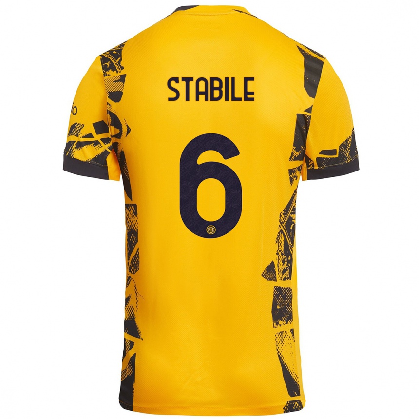 Niño Fútbol Camiseta Giacomo Stabile #6 Dorado Negro Equipación Tercera 2024/25