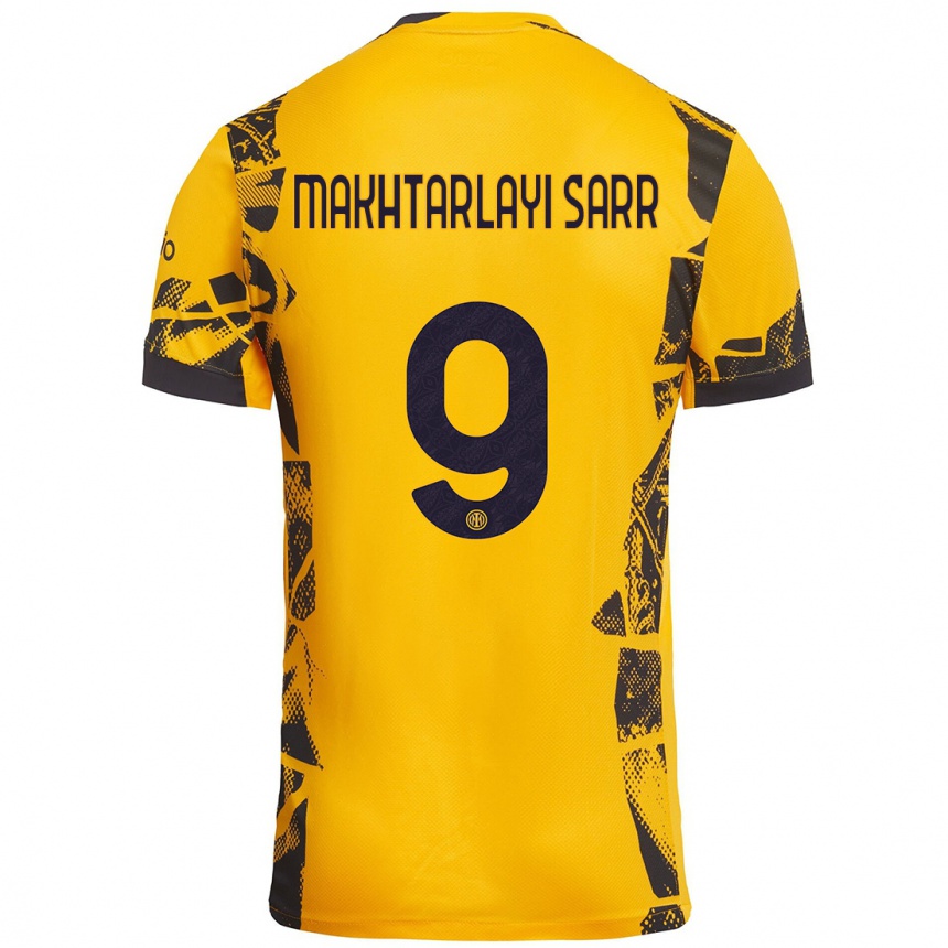 Niño Fútbol Camiseta Amadou Makhtarlayi Sarr #9 Dorado Negro Equipación Tercera 2024/25