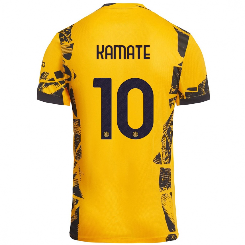 Niño Fútbol Camiseta Issiaka Kamate #10 Dorado Negro Equipación Tercera 2024/25