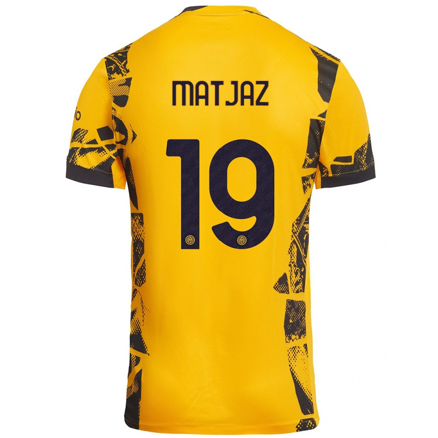 Niño Fútbol Camiseta Samo Matjaz #19 Dorado Negro Equipación Tercera 2024/25