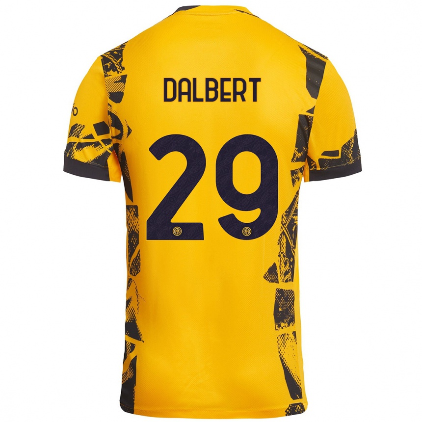 Niño Fútbol Camiseta Dalbert #29 Dorado Negro Equipación Tercera 2024/25