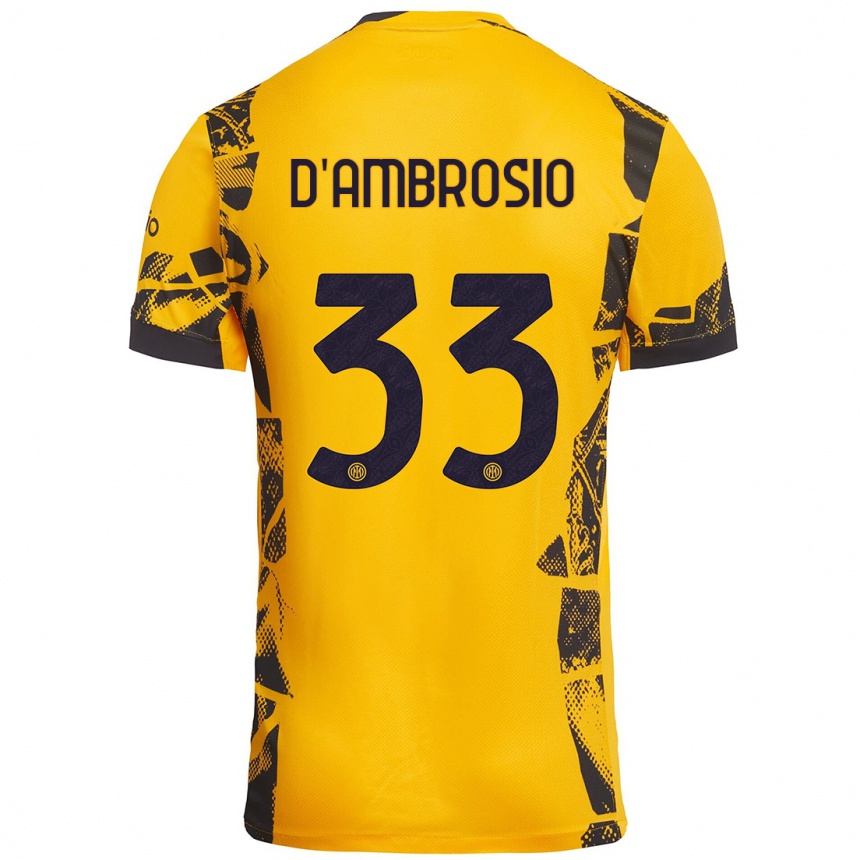 Niño Fútbol Camiseta Danilo D'ambrosio #33 Dorado Negro Equipación Tercera 2024/25