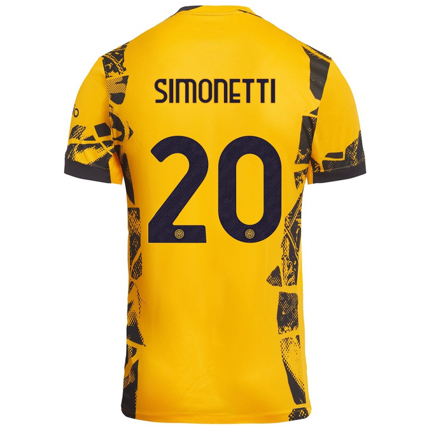 Niño Fútbol Camiseta Flaminia Simonetti #20 Dorado Negro Equipación Tercera 2024/25