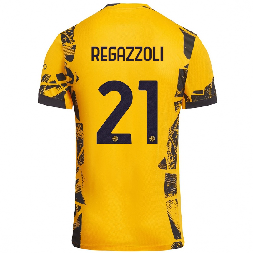 Niño Fútbol Camiseta Alice Regazzoli #21 Dorado Negro Equipación Tercera 2024/25