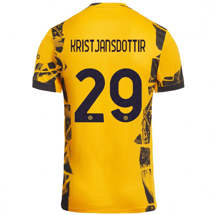 Niño Fútbol Camiseta Anna Bjork Kristjansdottir #29 Dorado Negro Equipación Tercera 2024/25