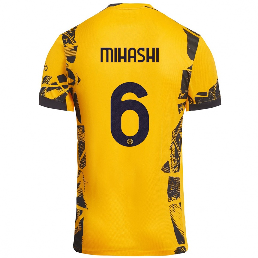 Niño Fútbol Camiseta Mana Mihashi #6 Dorado Negro Equipación Tercera 2024/25