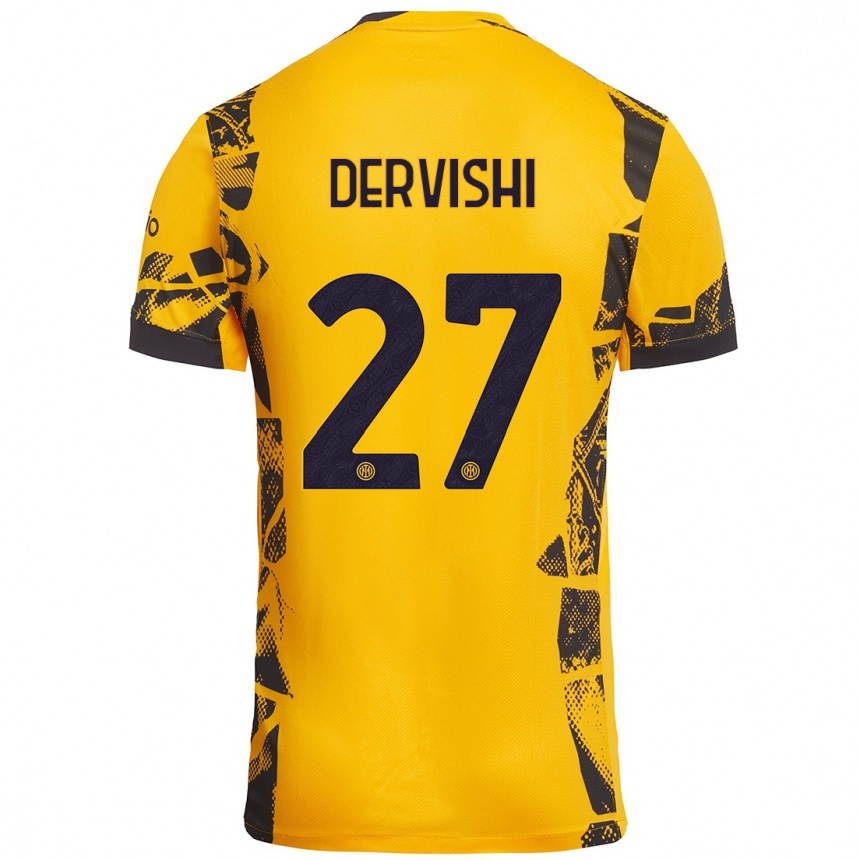 Niño Fútbol Camiseta Kristian Dervishi #27 Dorado Negro Equipación Tercera 2024/25