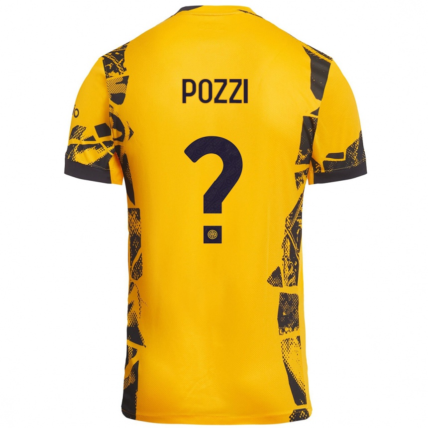 Niño Fútbol Camiseta Andrea Pozzi #0 Dorado Negro Equipación Tercera 2024/25