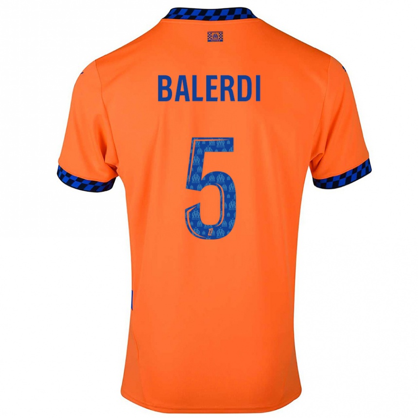 Niño Fútbol Camiseta Leonardo Balerdi #5 Naranja Azul Oscuro Equipación Tercera 2024/25