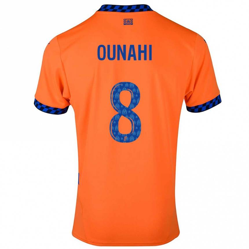 Niño Fútbol Camiseta Azzedine Ounahi #8 Naranja Azul Oscuro Equipación Tercera 2024/25