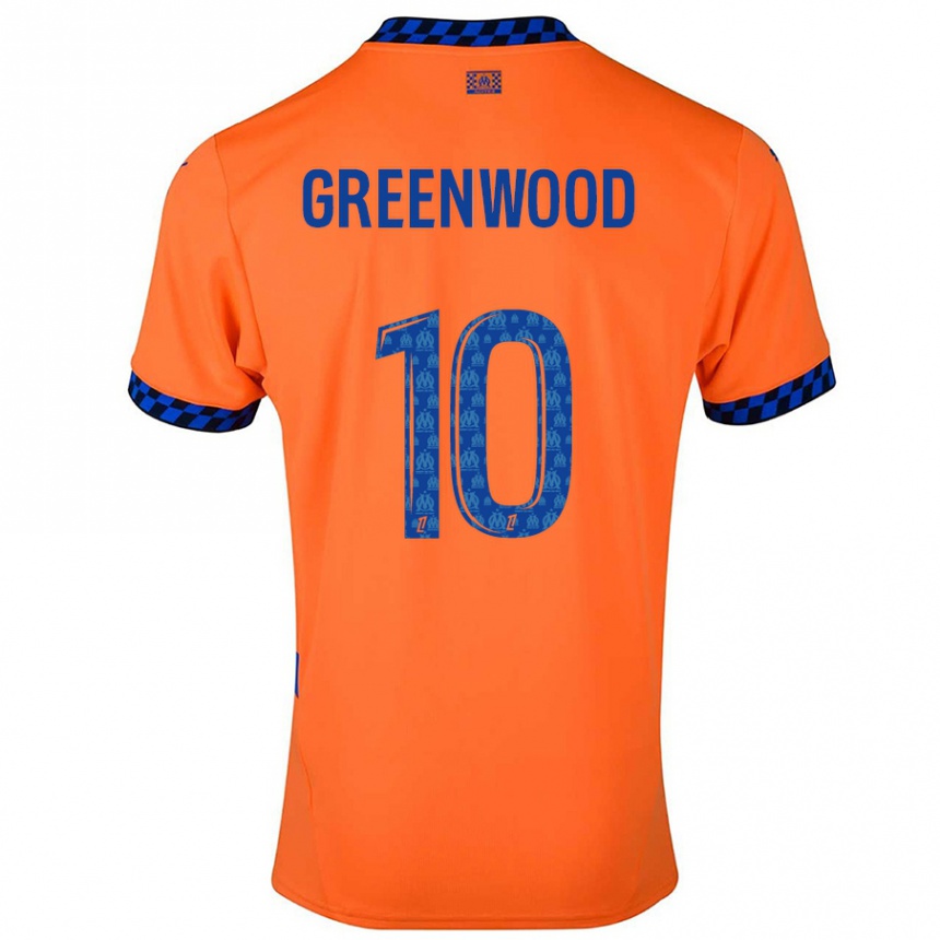 Niño Fútbol Camiseta Mason Greenwood #10 Naranja Azul Oscuro Equipación Tercera 2024/25