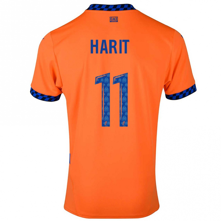 Niño Fútbol Camiseta Amine Harit #11 Naranja Azul Oscuro Equipación Tercera 2024/25