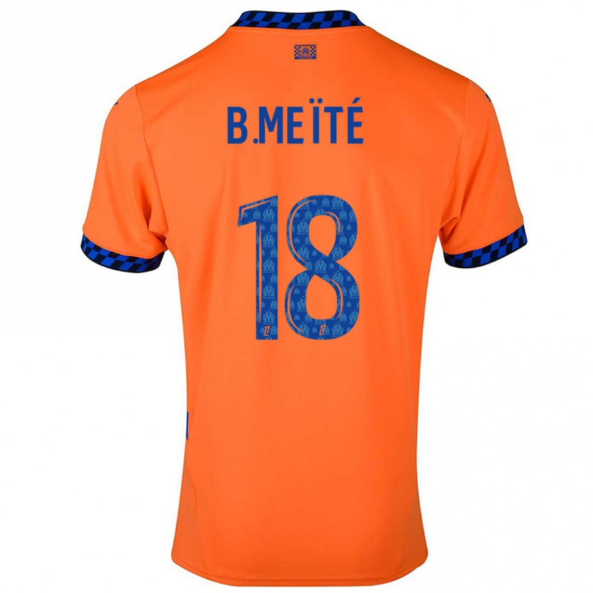 Niño Fútbol Camiseta Bamo Meïté #18 Naranja Azul Oscuro Equipación Tercera 2024/25