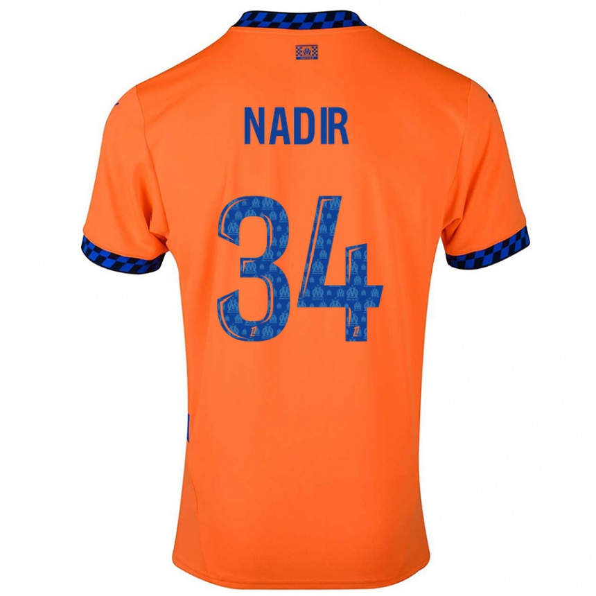 Niño Fútbol Camiseta Bilal Nadir #34 Naranja Azul Oscuro Equipación Tercera 2024/25