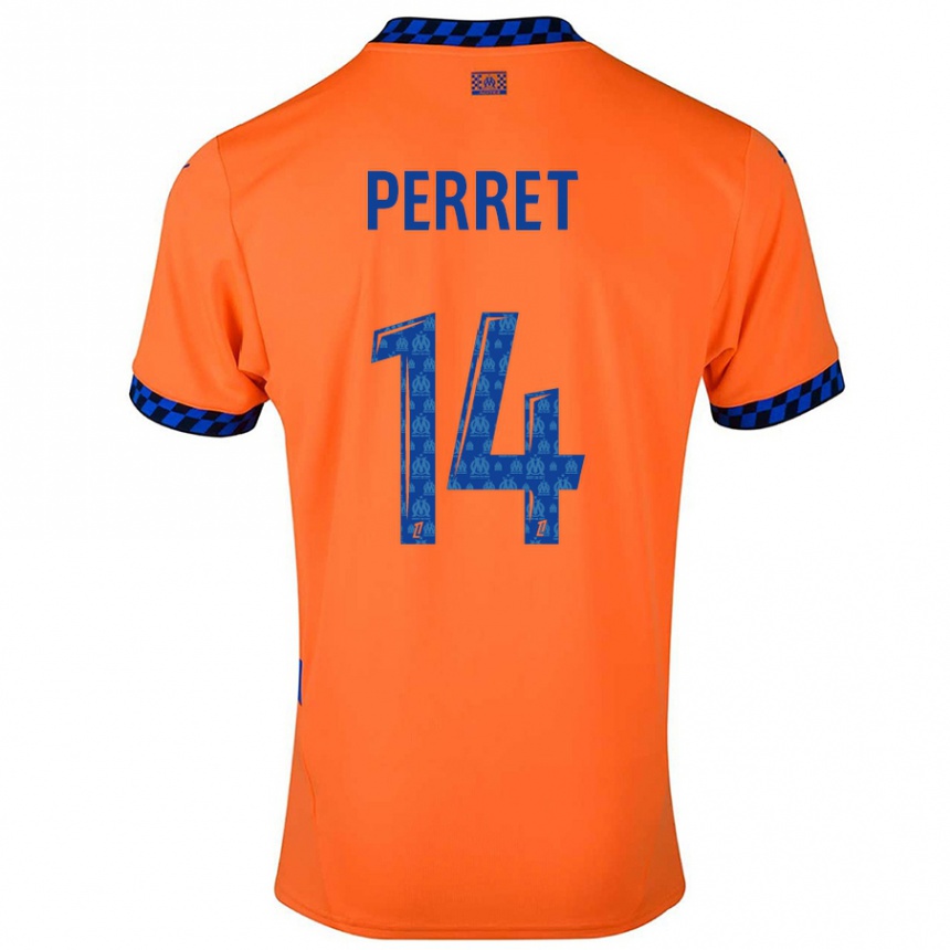 Niño Fútbol Camiseta Jenny Perret #14 Naranja Azul Oscuro Equipación Tercera 2024/25