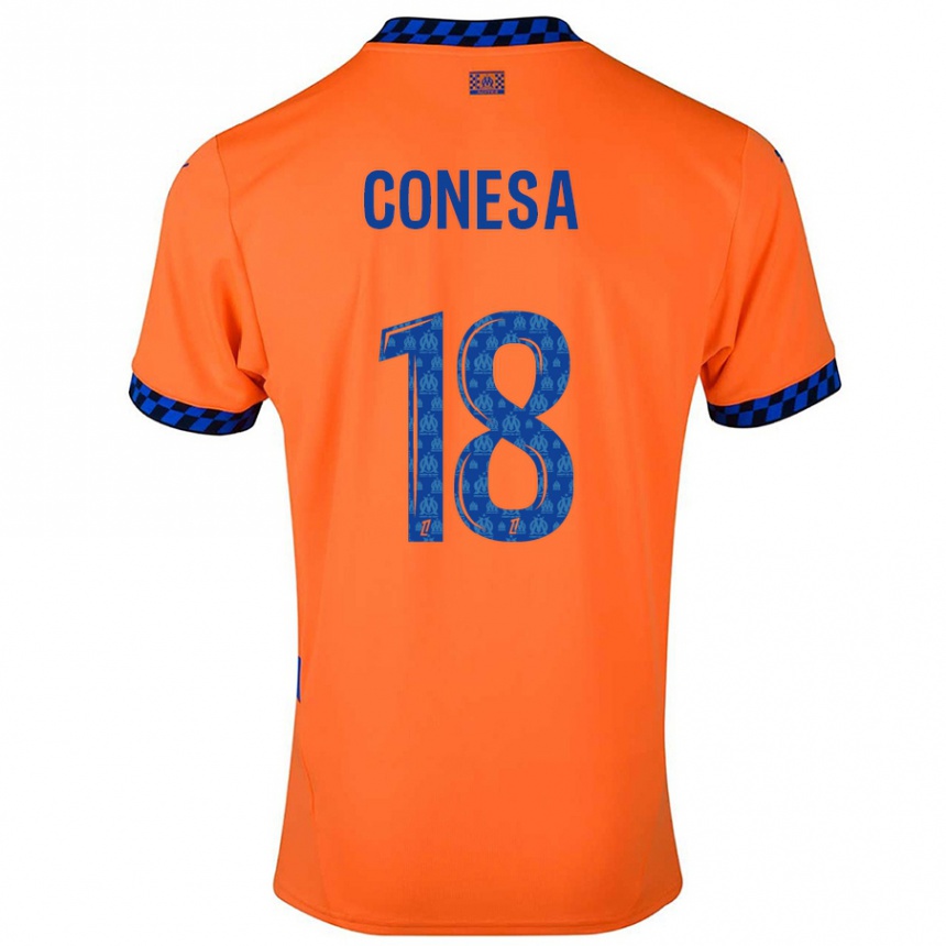 Niño Fútbol Camiseta Anna Conesa #18 Naranja Azul Oscuro Equipación Tercera 2024/25