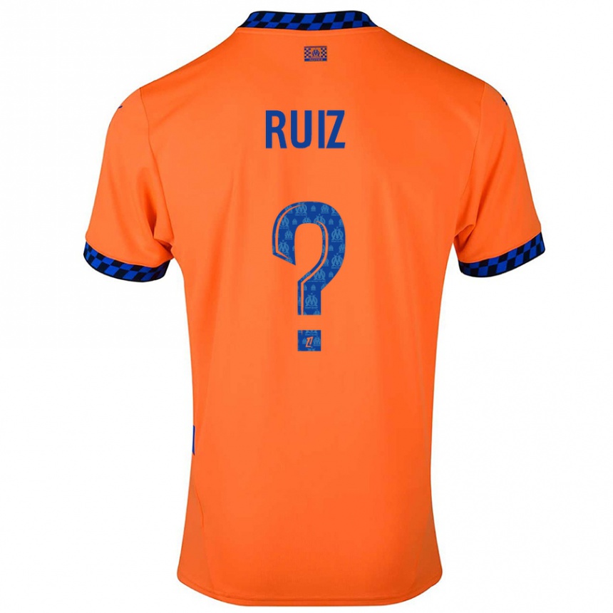 Niño Fútbol Camiseta Pedro Ruiz #0 Naranja Azul Oscuro Equipación Tercera 2024/25