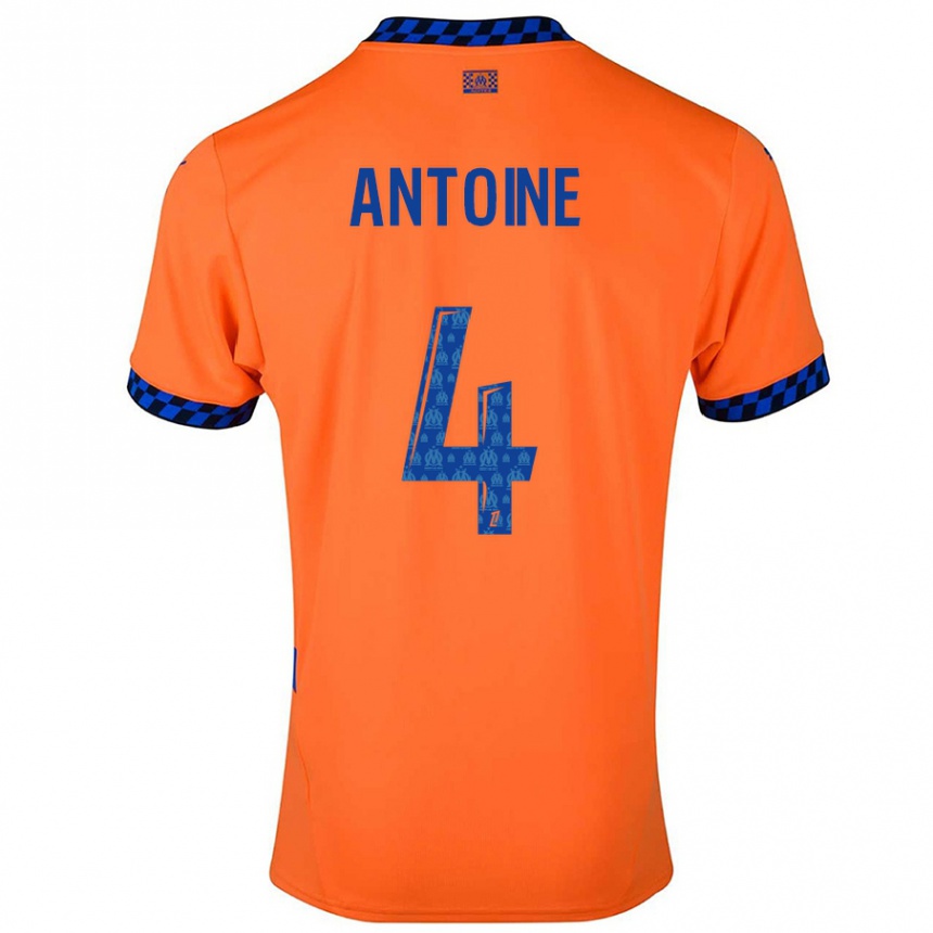 Niño Fútbol Camiseta Maud Antoine #4 Naranja Azul Oscuro Equipación Tercera 2024/25