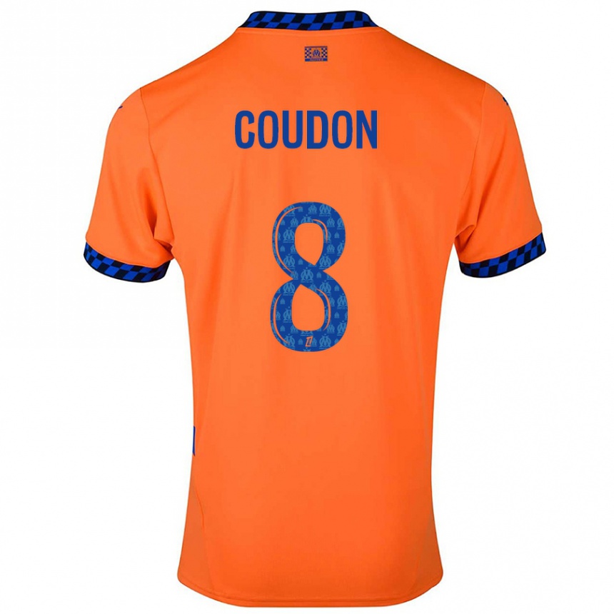 Niño Fútbol Camiseta Marine Coudon #8 Naranja Azul Oscuro Equipación Tercera 2024/25