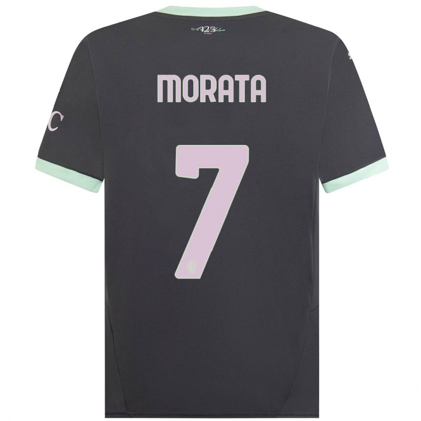 Niño Fútbol Camiseta Alvaro Morata #7 Gris Equipación Tercera 2024/25