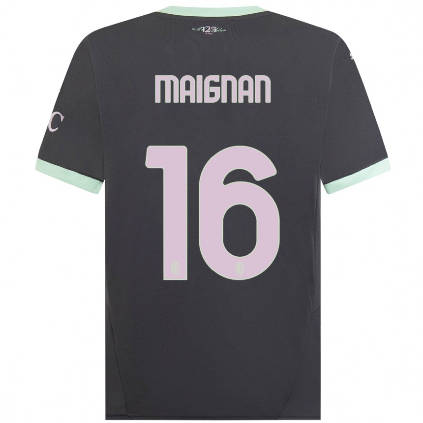 Niño Fútbol Camiseta Mike Maignan #16 Gris Equipación Tercera 2024/25