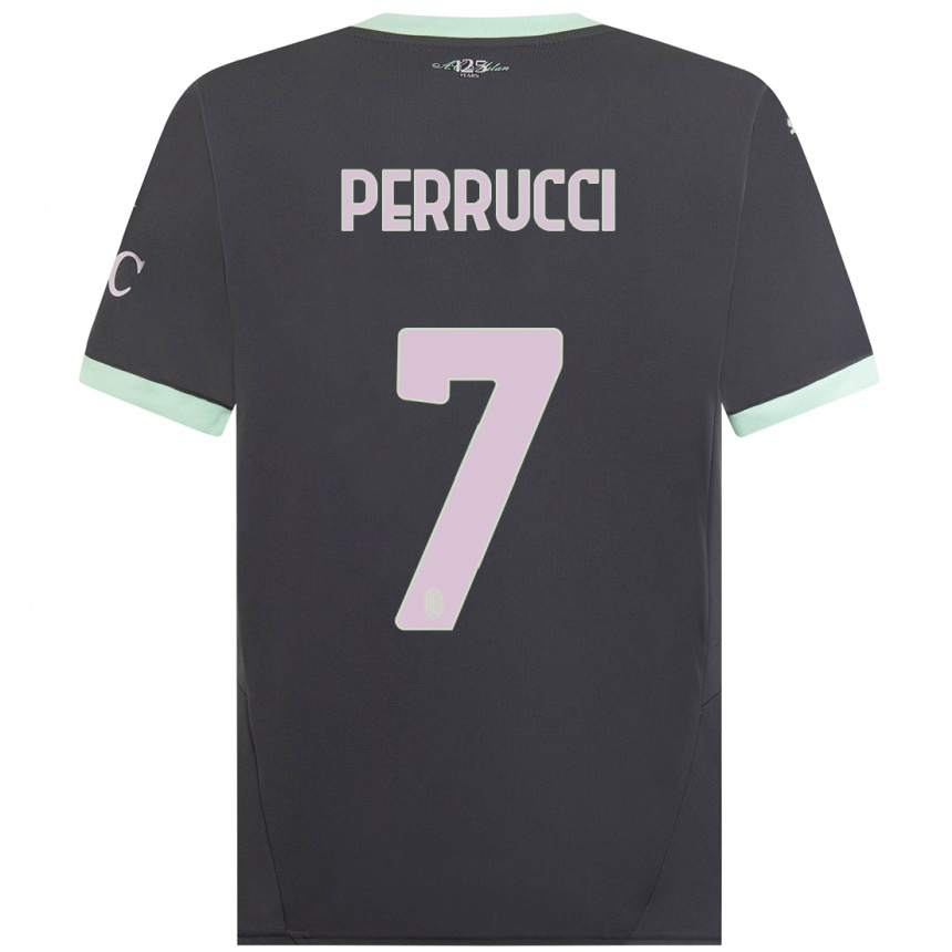 Niño Fútbol Camiseta Vincenzo Perrucci #7 Gris Equipación Tercera 2024/25