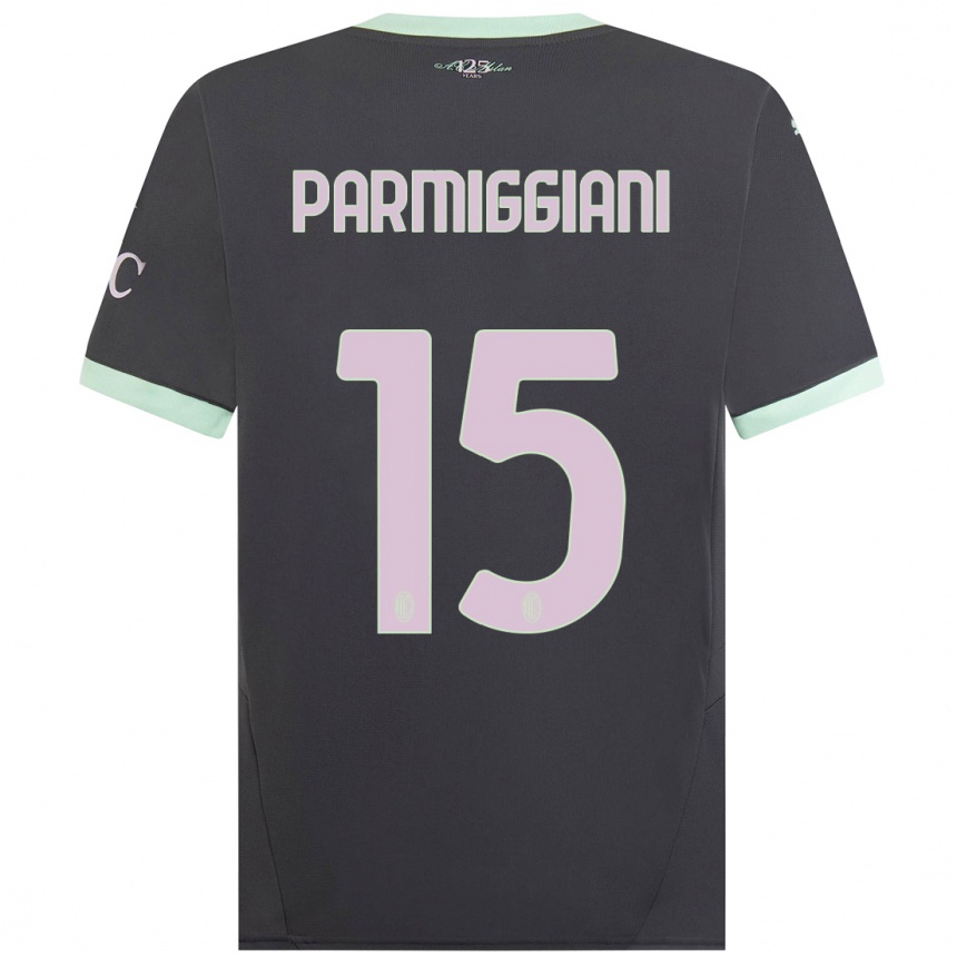 Niño Fútbol Camiseta Pietro Parmiggiani #15 Gris Equipación Tercera 2024/25