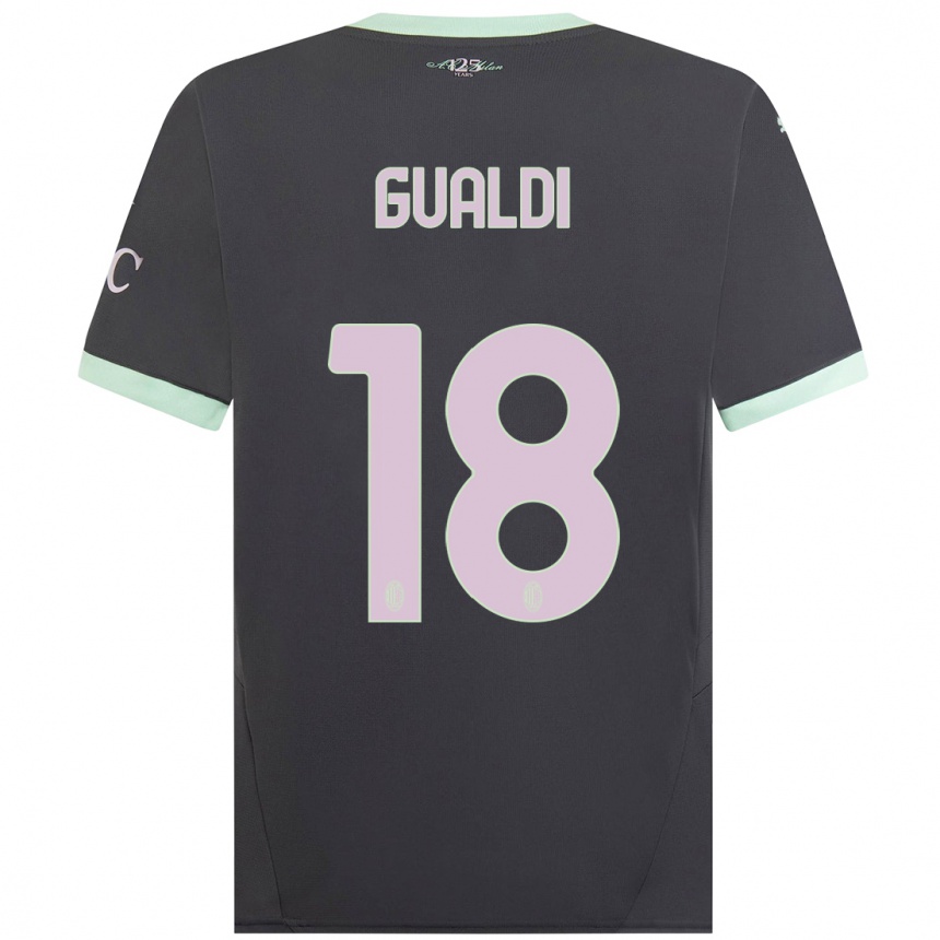 Niño Fútbol Camiseta Andrea Gualdi #18 Gris Equipación Tercera 2024/25