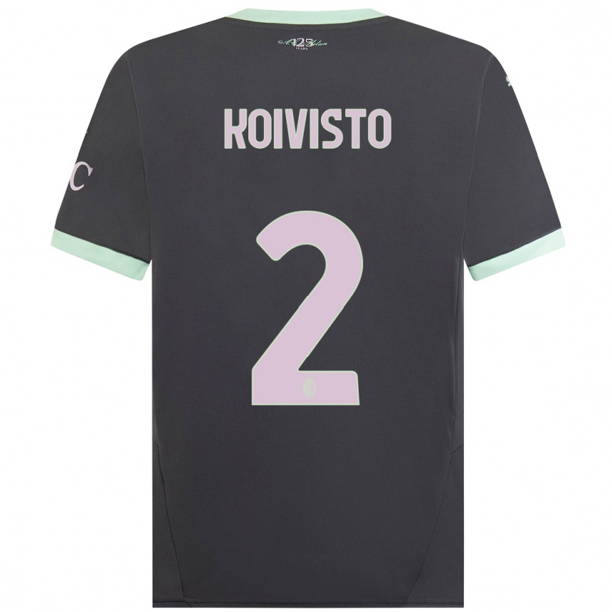 Niño Fútbol Camiseta Emma Koivisto #2 Gris Equipación Tercera 2024/25