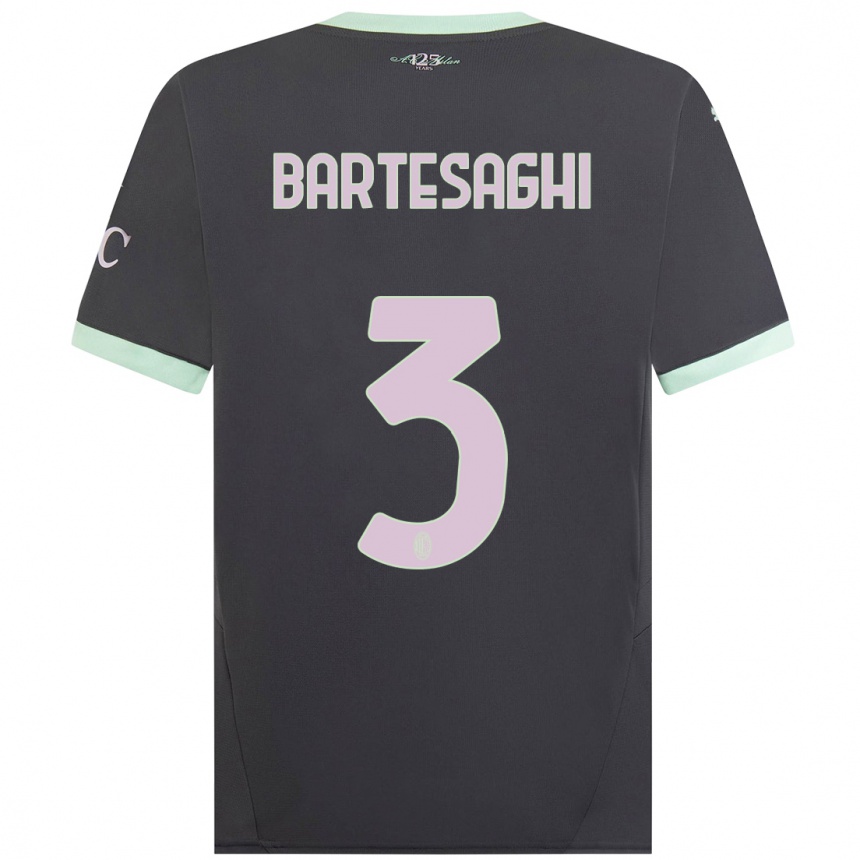 Niño Fútbol Camiseta Davide Bartesaghi #3 Gris Equipación Tercera 2024/25