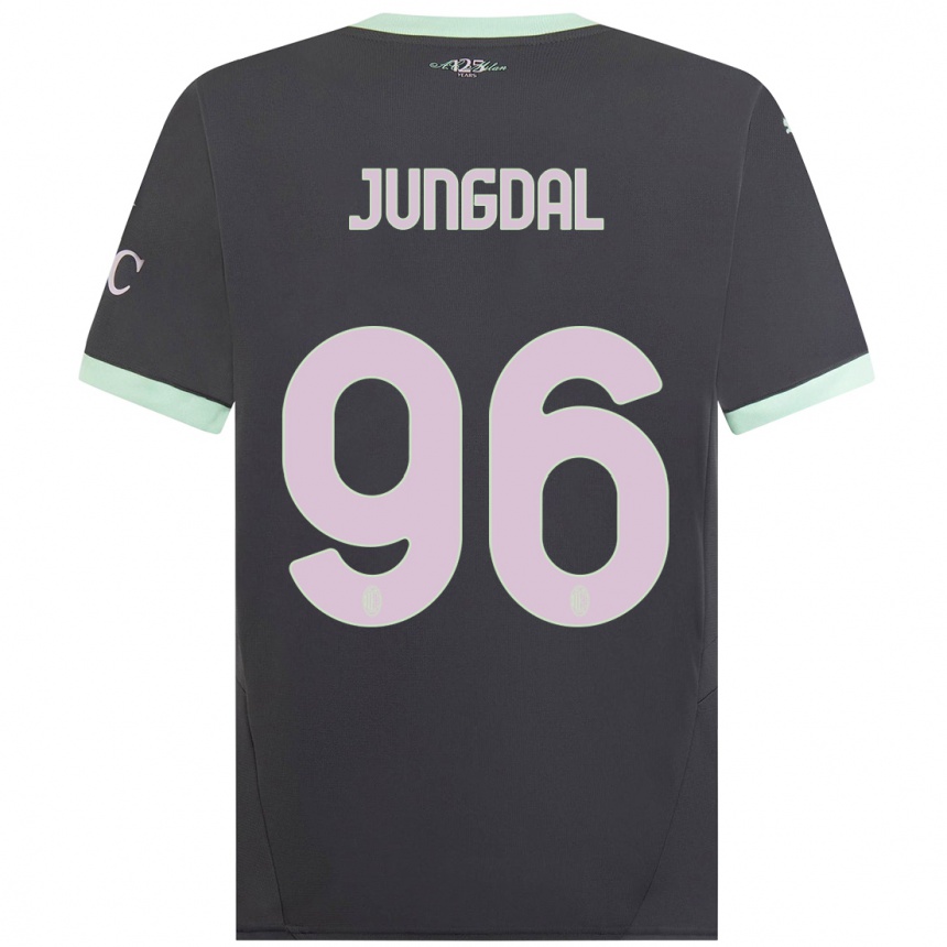 Niño Fútbol Camiseta Andreas Jungdal #96 Gris Equipación Tercera 2024/25