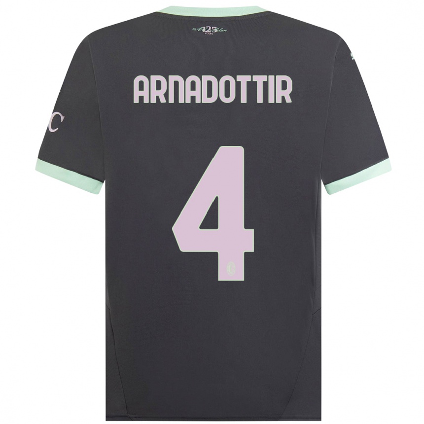 Niño Fútbol Camiseta Guony Arnadottir #4 Gris Equipación Tercera 2024/25