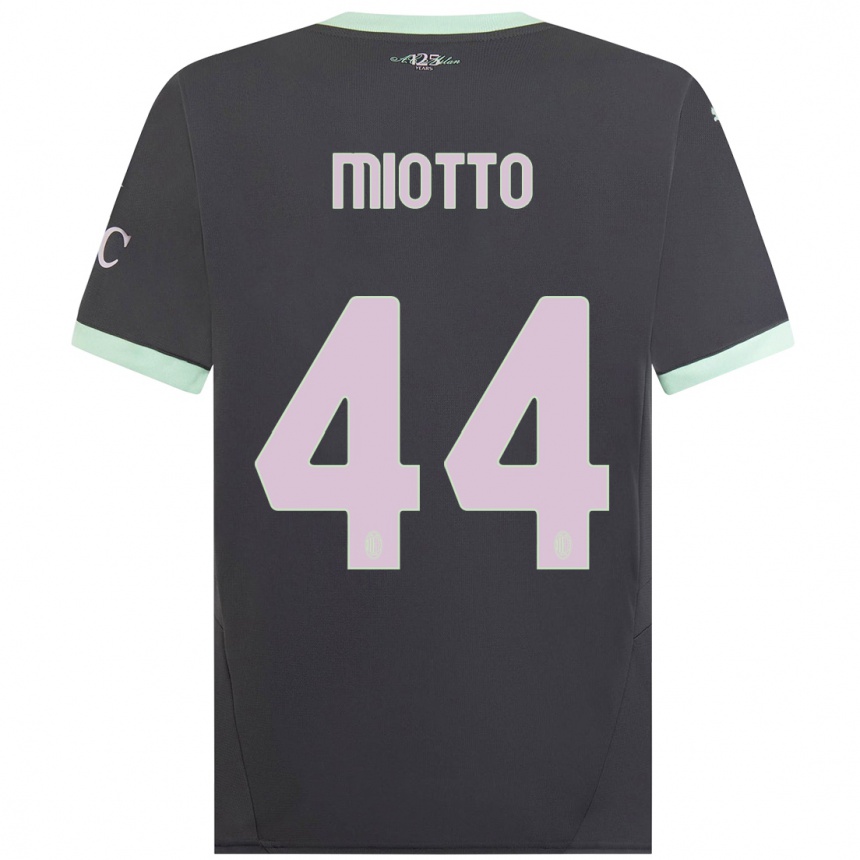 Niño Fútbol Camiseta Giorgia Miotto #44 Gris Equipación Tercera 2024/25