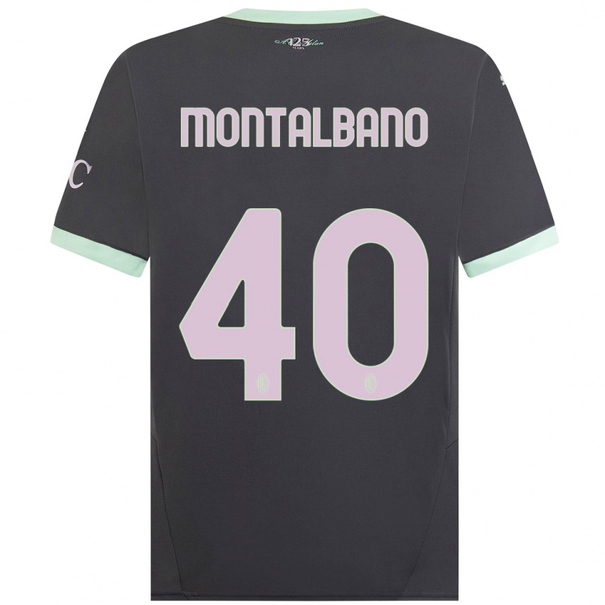 Niño Fútbol Camiseta Nicolo Montalbano #40 Gris Equipación Tercera 2024/25