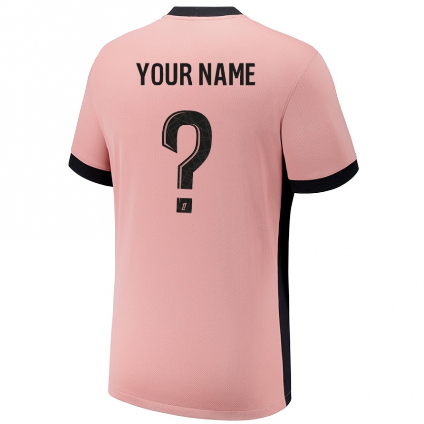 Niño Fútbol Camiseta Su Nombre #0 Rosa Óxido Equipación Tercera 2024/25