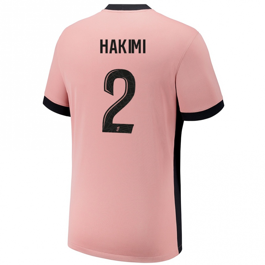 Niño Fútbol Camiseta Achraf Hakimi #2 Rosa Óxido Equipación Tercera 2024/25